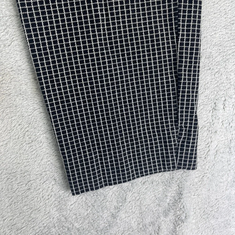 Banana Republic Dress Pants Women 10 Black Sloan Skinny Grid Pattern Ankle Fit
